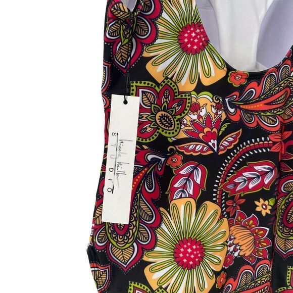 Nicole Miller Swimsuit One Piece Size M NEW Paisley Floral Bohemian Multicolor - Picture 4 of 9